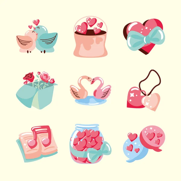 Love Romantic Icons Set — ストックベクタ
