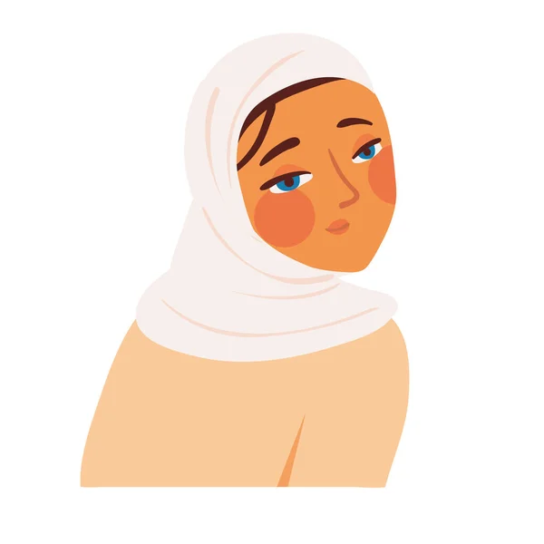 Moslim Jonge Vrouw Pictogram Geïsoleerd — Stockvector