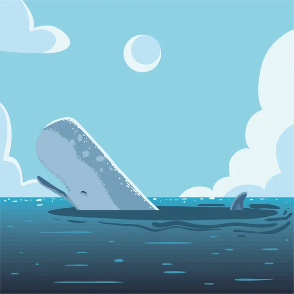 Sperm Whale Surface Sea Design — Διανυσματικό Αρχείο