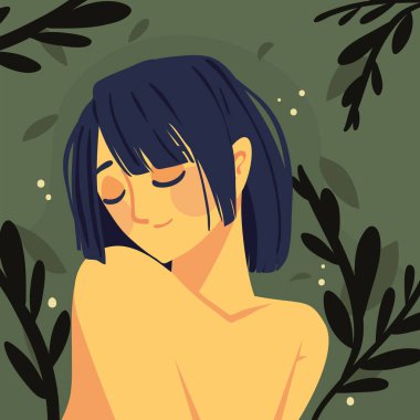 genç kadın portresi, vektör resim