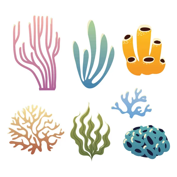 Coral Reef Icon Set — Archivo Imágenes Vectoriales