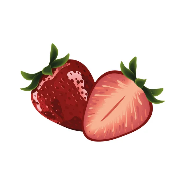 Strawberries Fruit Isolated Icon Flat — Vector de stock