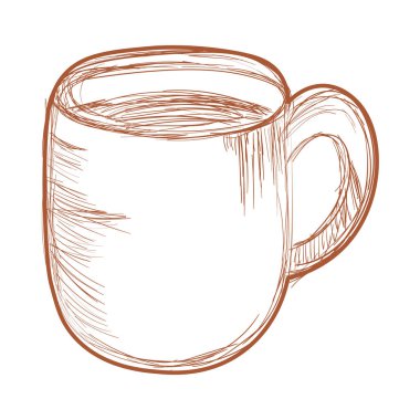 Bir fincan kahve karalama ikonu izole