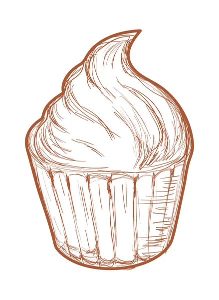 Cupcake Doodle Icon Isolated Flat — Archivo Imágenes Vectoriales