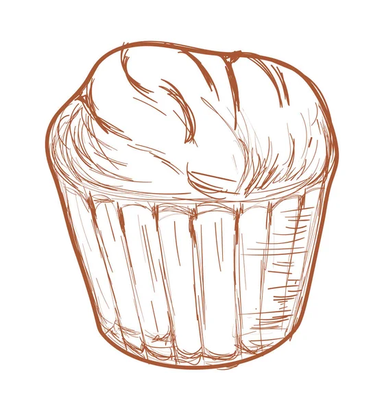 Cupcake Dessert Doodle Symbol Isoliert — Stockvektor