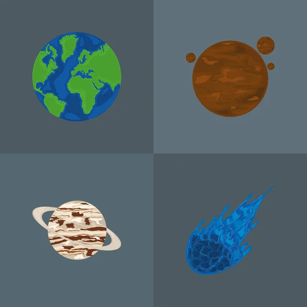 Universe Space Icons Flat Design — Stock vektor