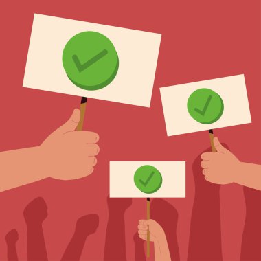 Demokrasi insanları pankartlarla kampanya yapıyor