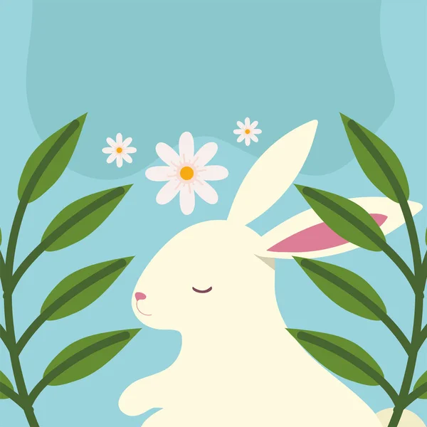 White Rabbit Flowers Design — Image vectorielle