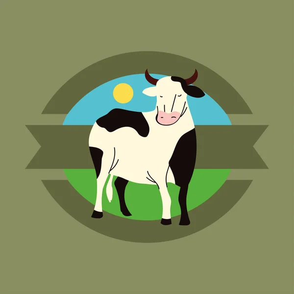 Farm Cow Rural Label Design — Archivo Imágenes Vectoriales