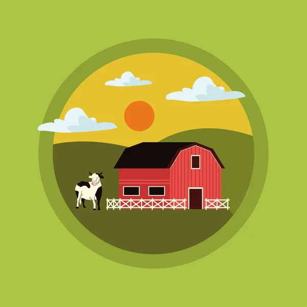 Farm Barn Cow Rural Label Layout — Image vectorielle