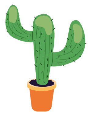 Beyaz arkaplan üzerine saksı kaktüsü simgesi