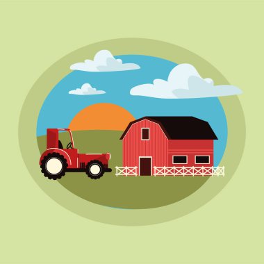 çiftlik sahnesi kırsal etiketi, tasarım