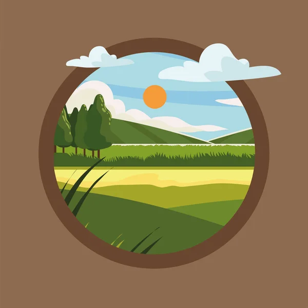 Landscape Rural Label Vector Design — Image vectorielle