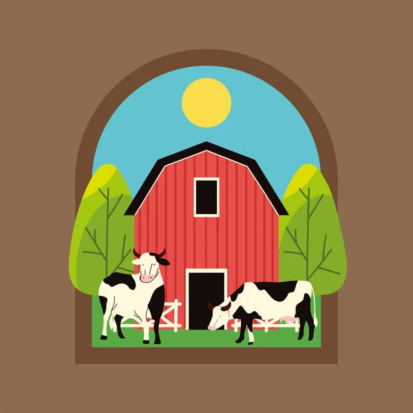 Rural Label Farm Animals Barn — Vettoriale Stock