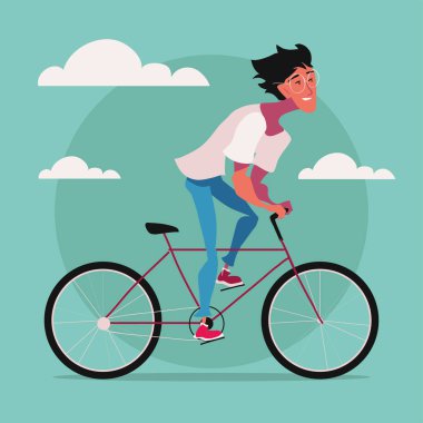 Bisiklet süren genç adam, dünya arabası bedava.