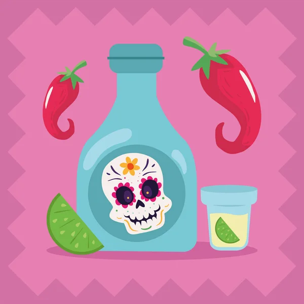 Tequila Pepper Mexican Design — Vector de stock