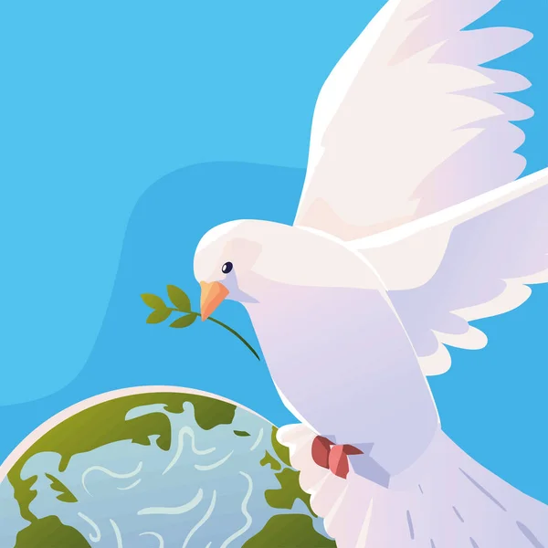 Dove Leaf World Peace Theme — Stock vektor