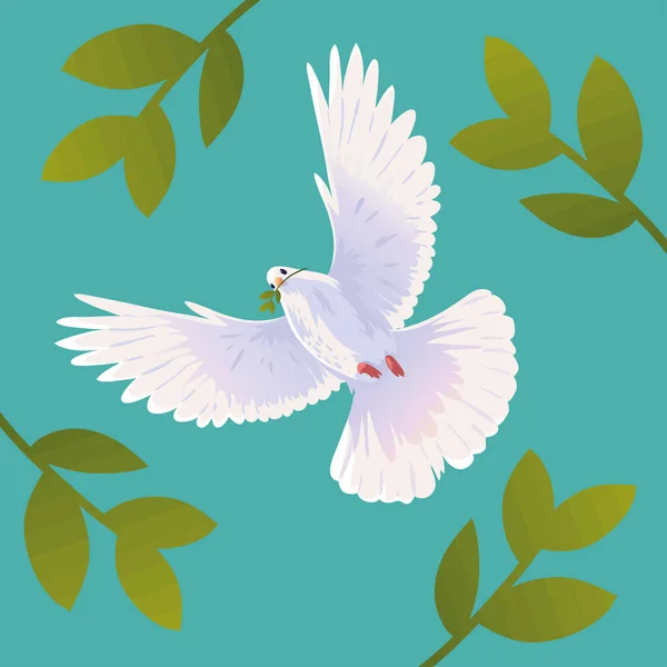 Flying Dove Peace Leaves — ストックベクタ