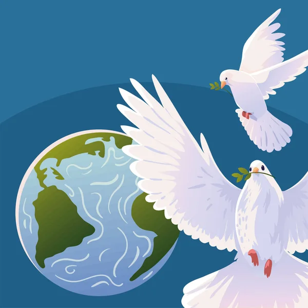 World Flying Pigeons Peace Related — 스톡 벡터