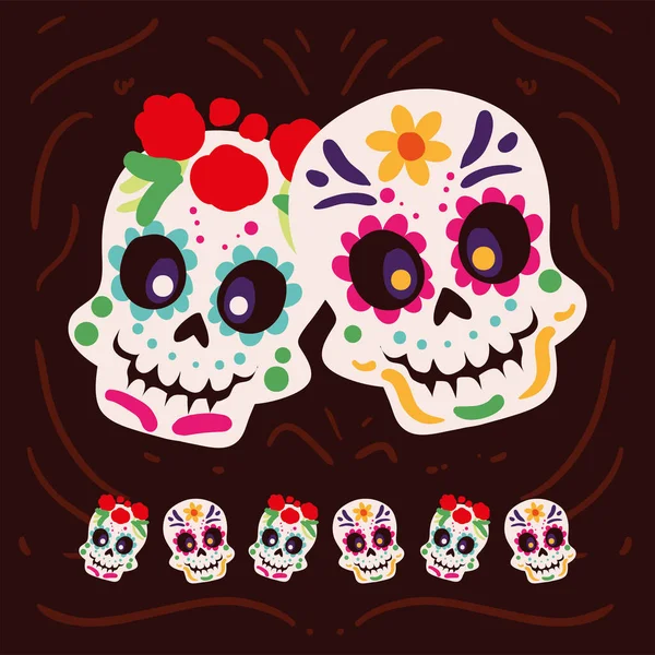 Sugar Skulls Traditional Mexican Decoration — ストックベクタ