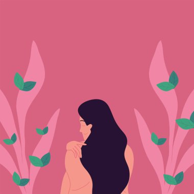 back view woman and foliage