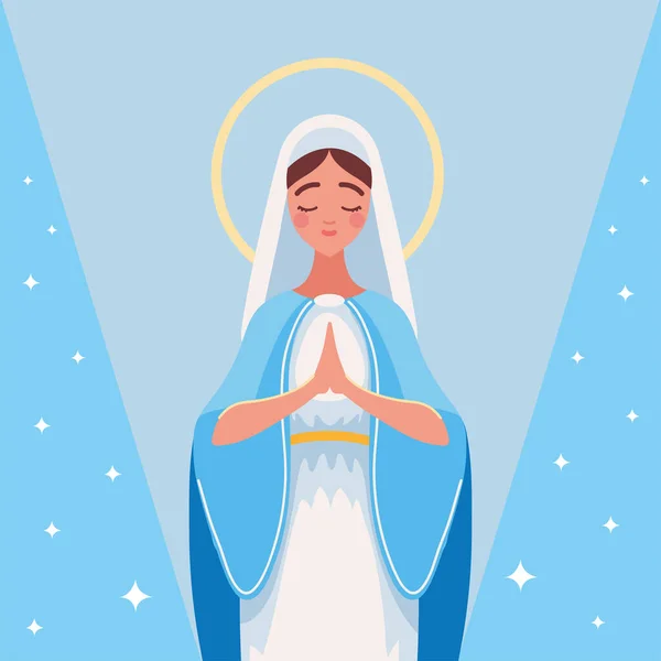 Preghiera Vergine Maria Carattere Design — Vettoriale Stock