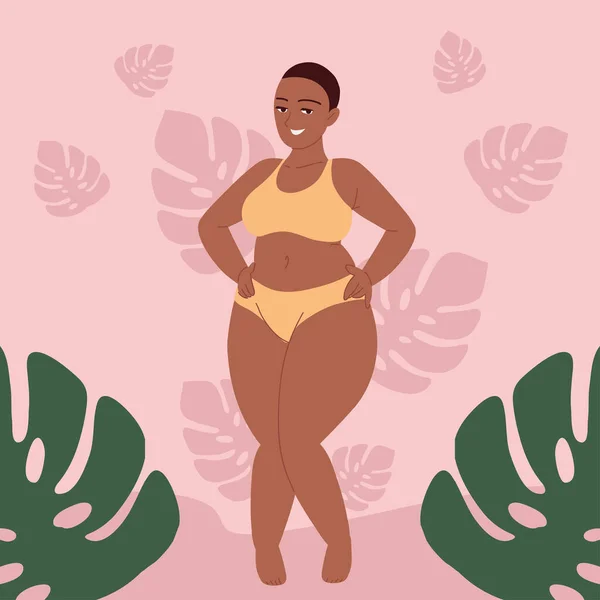 Size Woman Love Your Self Body Positive Movement — Stockvector