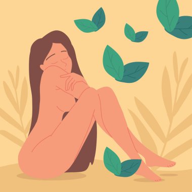 Mutlu kadın vücudu pozitif hareket konsepti