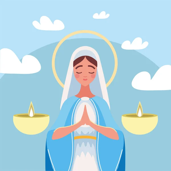 Assumption Virgin Mary Candles — Vetor de Stock