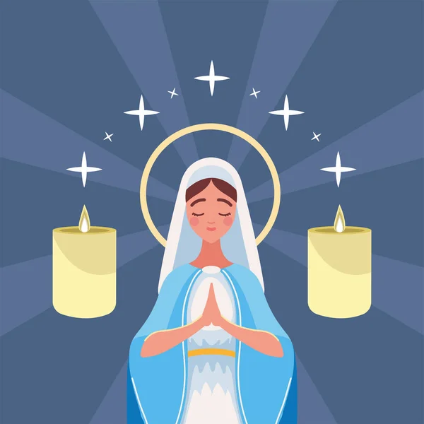 Miraculous Virgin Assumption Candles — Vector de stock