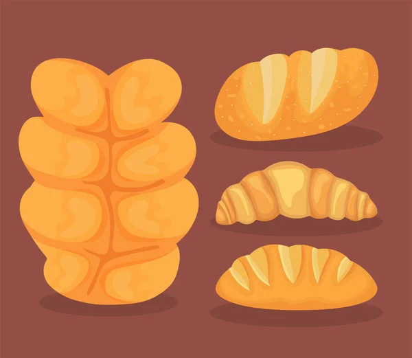 Icon Set Bread Vector Style — Archivo Imágenes Vectoriales