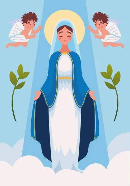 Virgin Mary Angels Catholicism — Image vectorielle