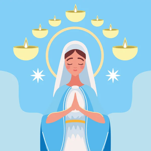 Praying Virgin Mary Assumption Image — Vector de stock