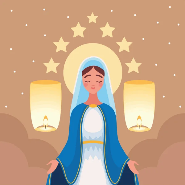 Assumption Mary Lamps Image — Vetor de Stock