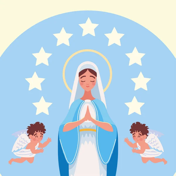 Virgin Mary Angels Design — 图库矢量图片