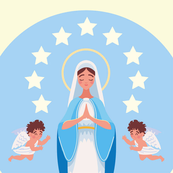 Дева Мария и ангелы дизайн