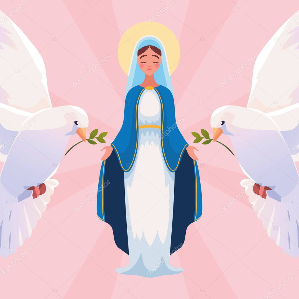 Virgin Mary with doves, Assumption