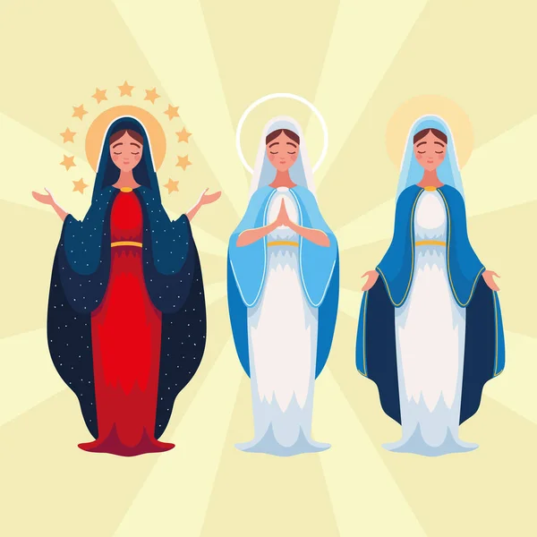 Set Assumption Virgin Mary Design — Archivo Imágenes Vectoriales