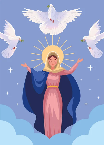 Assumption Virgin Mary Holy Spirit Design — Vetor de Stock
