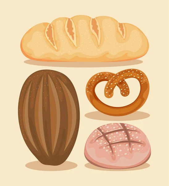 Icons Baked Bread Food Layout — Image vectorielle