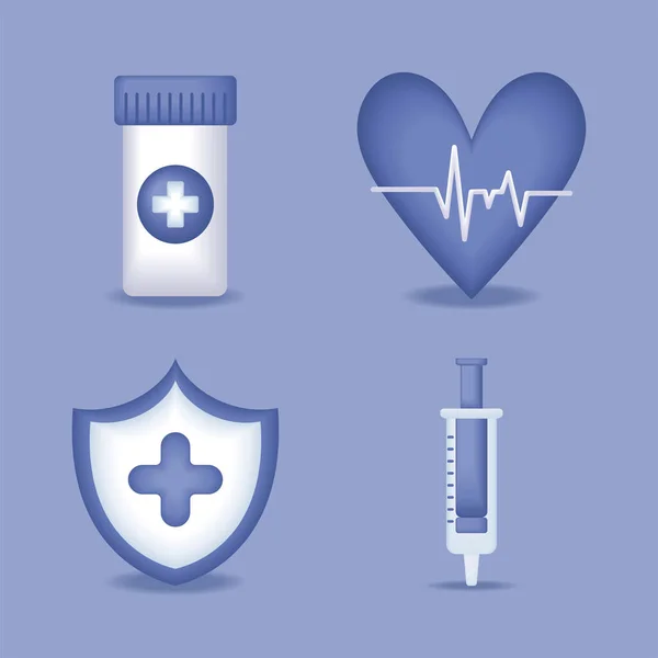 Set Icon Medicine Kit Health — Vector de stock