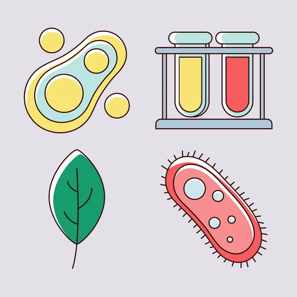 Set Bacteria Laboratory Biology Vector Design - Stok Vektor