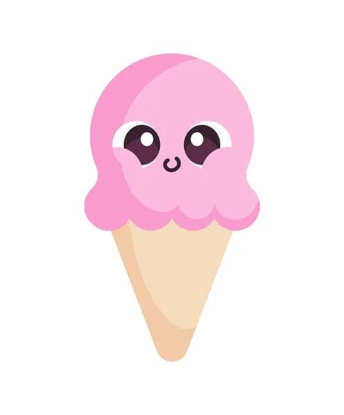 Kawaii Sweet Icecream Isolated Icon — Image vectorielle