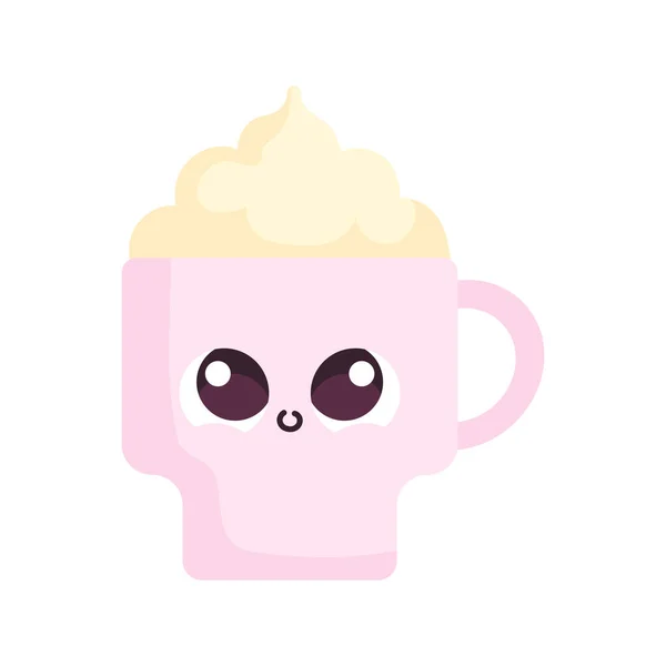 Kawaii Sweet Cup Cream Isolated Icon — Archivo Imágenes Vectoriales