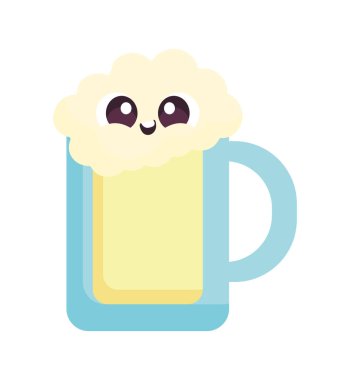 kawaii bira sevimli çizgi film ikonu izole