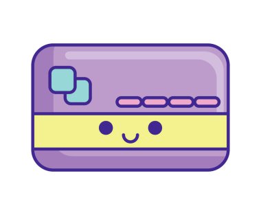 Banka kartı kawaii simgesi izole edildi