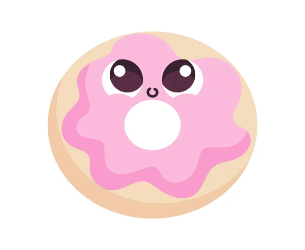 Kawaii Donut Food Isolated Icon — Stockvektor