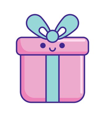 hediye kutusu kawaii simgesi izole edildi