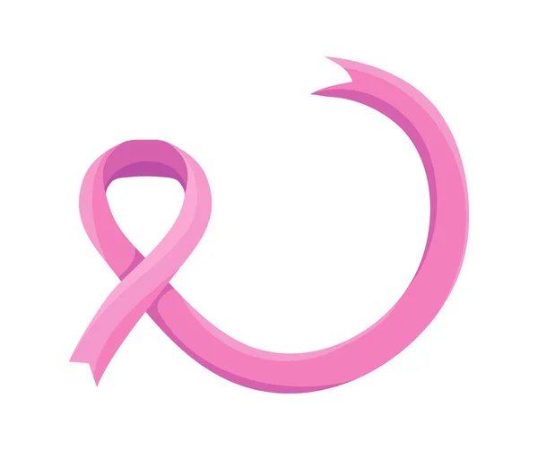 Breast Cancer Swirl Ribbon Icon Isolated — Stockvector