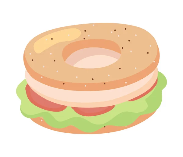 Sandwich Breakfast Cartoon Icon Isolated — Vetor de Stock